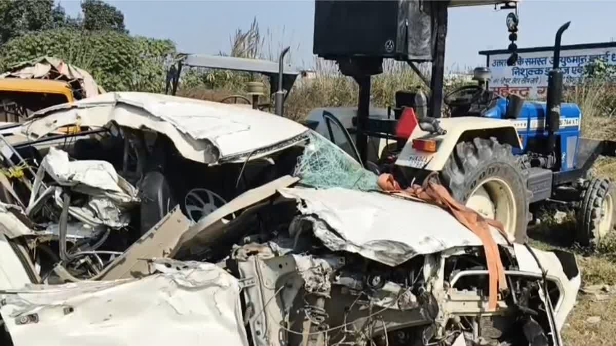 और ट्रैक्टर ट्राली की जोरदार भिड़ंत महिला की मौत चार